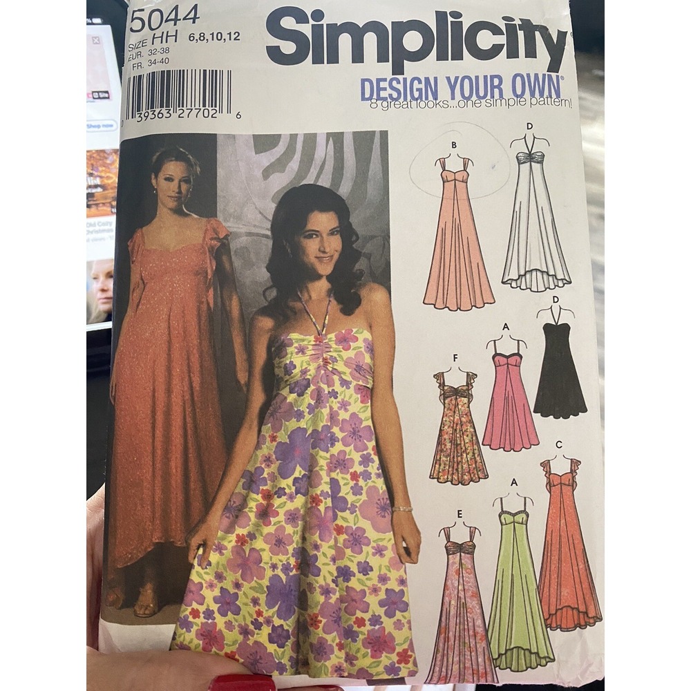 Simplicity 5044 Design Your Own Dress Sewing Pattern Size 6-12 Uncut HH